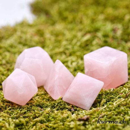 Solidi platonici di quarzo rosa - Scatola di legno