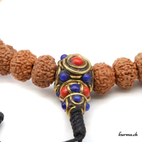 Bracelet en rudraksha à 9 faces avec une ficelle 10mm