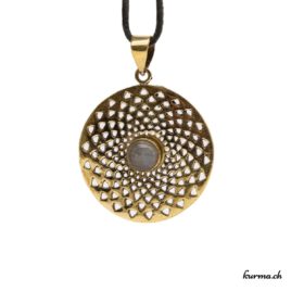 Sahasrara 7ème Chakra avec une pierre - Pendentif en Laiton doré