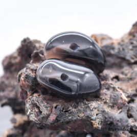 Obsidian Apache tear - Pierced stone pendant