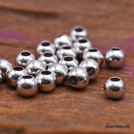 Runde Perle 6mm - 925er Silber rhodiniert - Bohrung 2.4mm