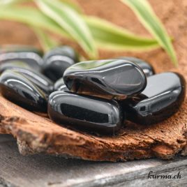 Obsidienne à lamelles 'Dentelle de nuit' - Pierre roulée - Taille M