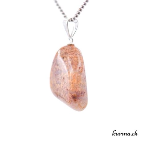 Agate mousse rose pendentif en argent 925