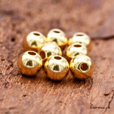 Perlina rotonda da 6 mm - Argento 925 placcato oro - Foratura 1,8 mm