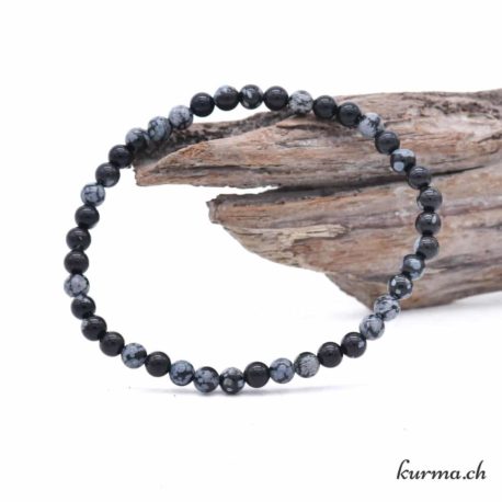 Bracciale a fiocco di neve in ossidiana 4,5 mm