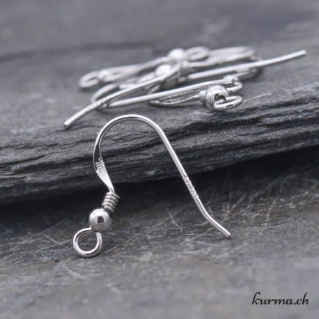 Pendant d’oreille ouvert - Spiral & boule - 19mm - Argent 925 rhodié