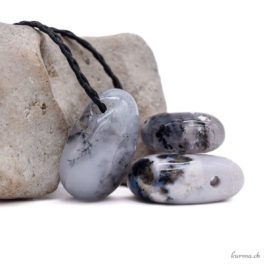 Agate dendritique - Pendentif en pierre percée