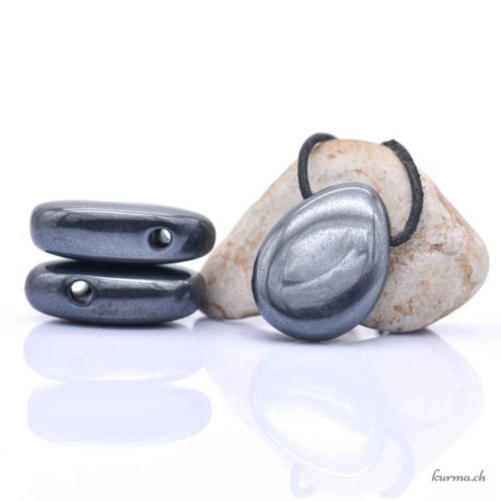 Oval Hematite - Pierced stone pendant