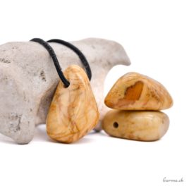 Jaspe jaune - Pendentif en pierre percée