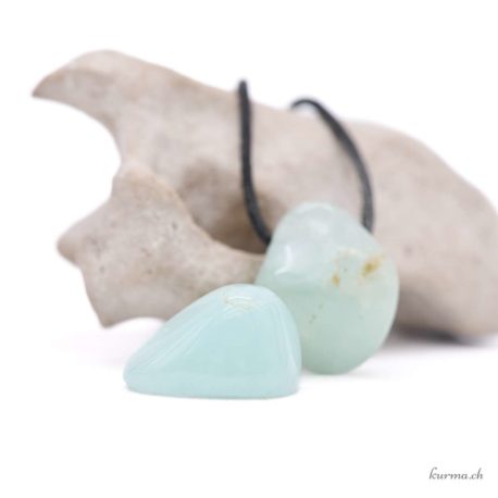Prehnite blu-verde - Ciondolo in pietra forata