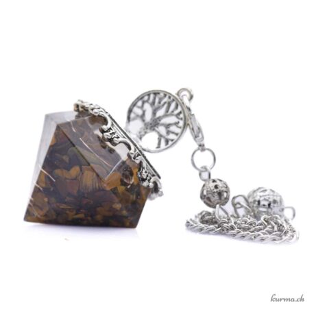 Pendule orgonite Arbre de Vie Oeil de tigre - Hexagone